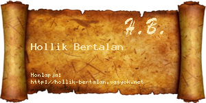 Hollik Bertalan névjegykártya